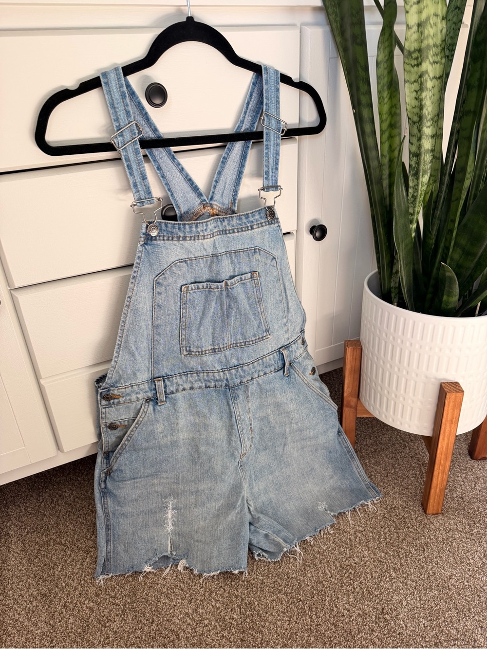 Wild Fable Denim Shorts Overalls with Destressing